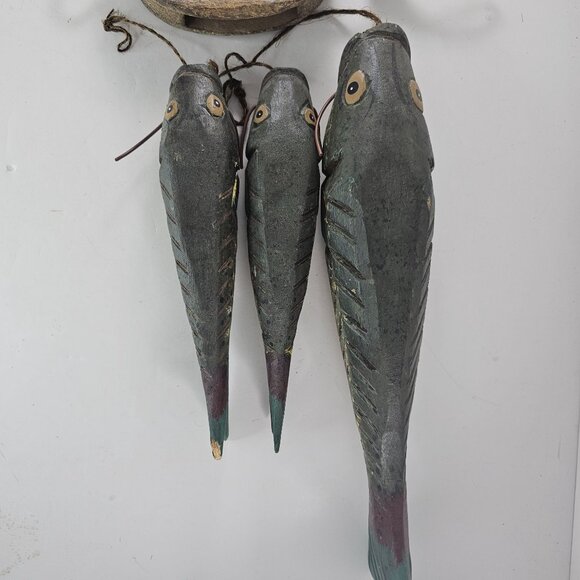 Handcrafted Wooden Catfish String Wall Hanging Decor Carved Folk Art - Picture 7 of 12